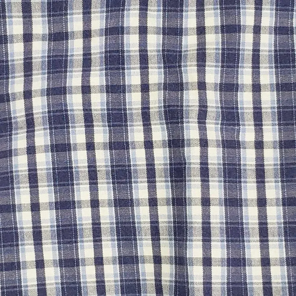 Polo Ralph Lauren Shirt Oxford Button Down SS Mens Size Medium Plaid Blake Blue